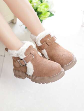 1 双女童舒适轻便保暖软底校园冬季儿童靴子室内/室外秋冬休闲保暖靴