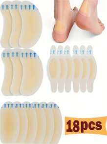 18 Stücke unsichtbare selbstklebende Silikon Blasenpflaster - langanhaltend, geeignet für Ferse, Zehe und Fußschutz in hellbeige