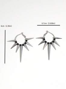 1 Pair Women's Fashionable Vintage Punk Gothic Studded Decoration Exaggerate Hoop Earrings, Versatile For Daily, Party And Casual Wear