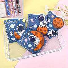 4 piezas de Cuaderno espiral mini con tema de astronauta/espacio, color aleatorio
