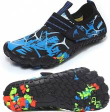 Shoes Barefoot Aqua Socks Outdoor Indoor Quick Dry Sandals Lightweight Slip On Walking Sneakers Beach Pool Swim (Little/Big) - 6-黑色/藍色 - 查看 1