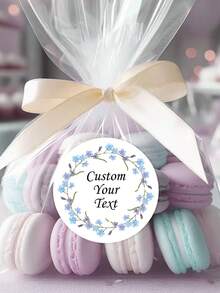 54-540Pcs Custom Text Wreath Stickers,Personalize Wedding Stickers,Customized Text Round Stickers,Customizable Thank You Stickers,Name Label Stickers,Birthday Stickers,Birthday Gifts,Party, Gift Bags/Boxes,Invitation,Elegant,Flower Crown,Perfect Creativity,Various Occasions,Etiquette,Personalized Logo School Supplies,Back To School - Style a - View 4