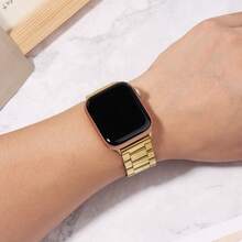 1条兼容的表带，尺寸包括49mm、46mm、45mm、44mm、42mm、41mm、40mm和38mm，商务不锈钢金色表带，兼容 Ultra、SE、Series 11、10、9、8、7、6、5、4、3、2、1，男女皆宜，是学生返校的理想礼物 - 金色 - 查看 5