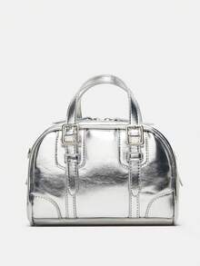 Women's Fashion Pillow-Shaped Handbag With Adjustable Strap, Bowling Boston Shoulder Bag With Decorative Buckle, Versatile For Shopping, Dates, Photography And Daily Use