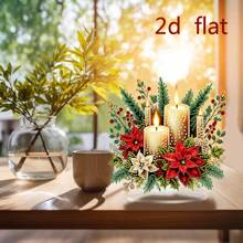 2D Flat Design Bohemian Style Christmas Candle Pattern 5D Diamond Painting Acrylic Display Set - The Candle Pattern Is Great For DIY Enthusiasts And Beginners, Home Wall Decor And Birthday Gifts, Holiday Home Decor | Bohemian Style |