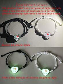 ATLVXJL 2 pièces Ensemble de bracelets lumineux pour couples "J'AIME MON PETIT AMI" et "J'AIME MA PETITE AMIE", ensemble de bijoux de mode décontractée, cadeau pour les couples, convient pour un port quotidien et les jours fériés (Saint-Valentin, Halloween)