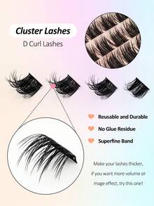 Rikuaild 80pcs D Curl 10-16mm Thick & Curly Lashes, Create Natural & Voluminous Makeup Look, Moisturizing, Suitable For DIY, Cosplay And Daily Makeup - D - View 2