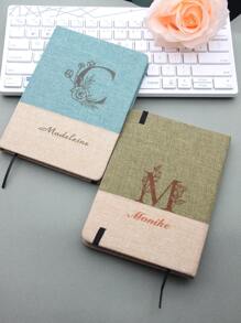 1 Piece Personalized Custom Notebook, Custom Letter Flower, Name, Text Notebook. A5 Fabric Spliced Notebook, Suitable For Business Office, Study Record, Business Office Customization, Study Supplies Customization, School Supplies, Personalized, School, Notebook, Personalized Gift, Back-To-School Gift, Return To School School Supplies,Back To School