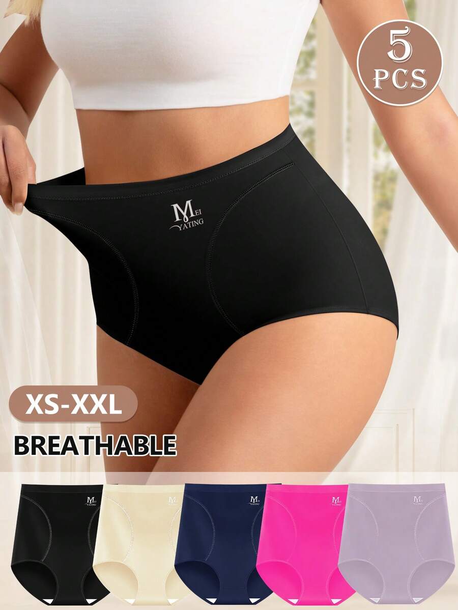 5 条装女式高腰三角裤，塑形，收腹，亲肤，舒适