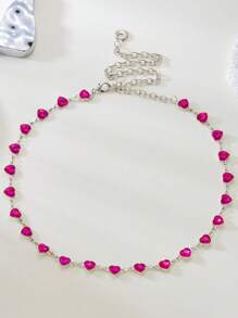 1 pieza Cadena de cintura de cristal con forma de corazón rosa para mujer, joyería corporal para mujeres, accesorio de Halloween