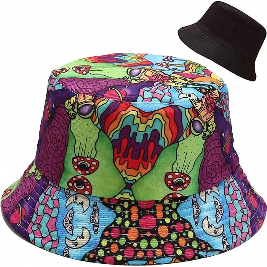 Reversible Bucket Hat For Women, Cute Beach Fisherman Style - Mushroom - View 1