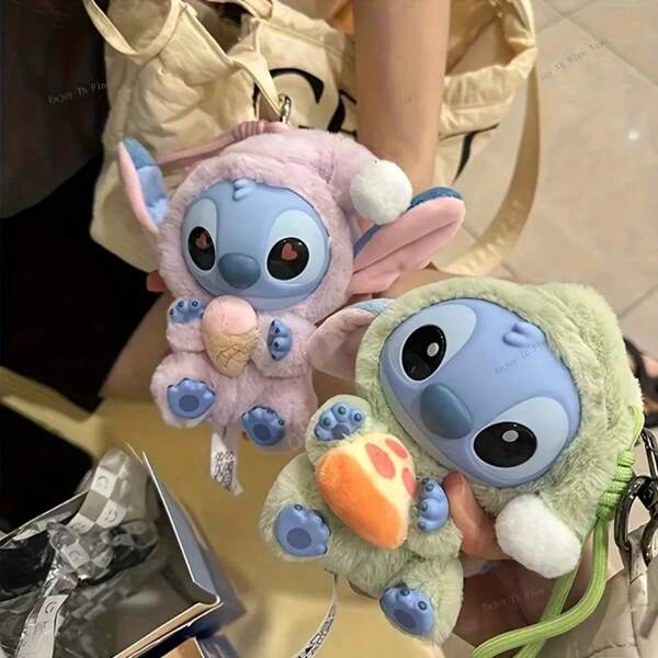 Disney 1 pieza Caja misteriosa linda de Stitch con licencia de Disney - Figura de personaje de dibujos animados Disney en miniatura para llavero - Decoración para coche/mochila - Regalo de Navidad/Halloween - Regalo de cumpleaños de estudiante - Oportunidad de obtener una variante oculta especial