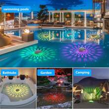 Solar Rechargeable Floating Pool Lights(1/2 Pack), Pool Lights That Float With Remote Control, 9 Lighting, Timing Mode, IPX7 Waterproof For Inground Pool, Bathroom, Bathtub, Pool Party - 彩色 - 查看 8