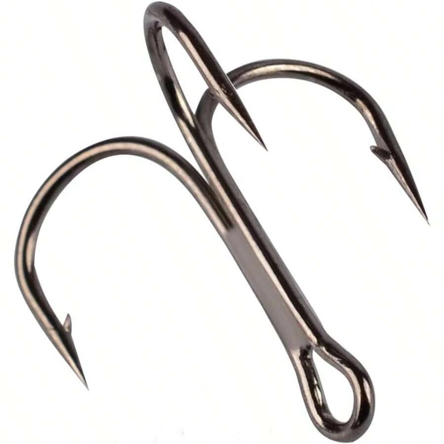 GuaziV 50pcs Lot Treble Hooks Classic Fishing Hooks Strong Sharp Tackle Hooks Size: 3 0 2 0 1 0 2 4 6 8 10 12 14 - Black - View 1