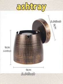 1 Piece Of A Retro Copper-Colored Covered Ashtray, Stainless Steel Ashtray, Outdoor Windproof Smokeless And Odorless Ashtray, Home Decorative Item, Daily Necessity, Festival Gift, Birthday Gift, Gift For Boyfriend, Large Outdoor Ashtray For Home Decoration, Outdoor Terrace Ashtray, Stainless Steel Windproof Smokeless Ashtray Tray, Suitable For Balcony, Smoker's Ashtray, Cigar, Home Office Decoration - Multicolor - View 6