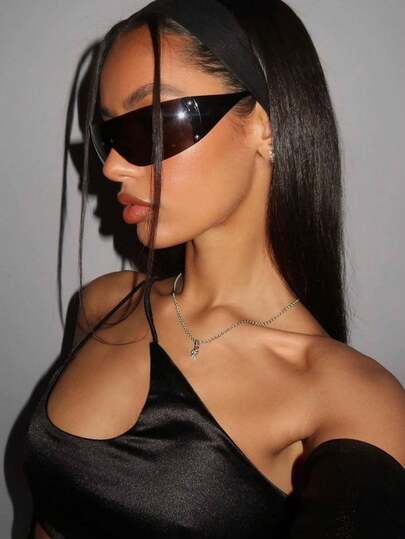 1pc Pentagonal Wrapped Y2K Futuristic Tech Style Sports Fashion Glasses