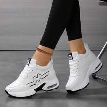 SOSENFER Women's Casual Sneakers With Hidden Height Boost, Lightweight & Comfortable, Shock-Absorbing PU Sole, Versatile All-Season Design, Versatile Athletic Wear | Sleek Design | Shockabsorbing Sole - White - View 2
