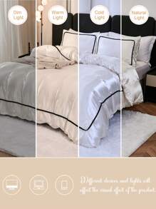 3pcs White Simple Solid Color & Small Ball Decor Duvet Cover Set (1 Duvet Cover + 2 Pillow Covers, No Filling), Daily Use Polyester Soft & Skin-Friendly, Suitable For Master Bedroom, Guest Room, All Seasons, Gift Choice