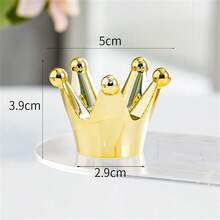 Set de 3 decoraciones de escritorio, coronas de plástico doradas con cuentas al estilo nórdico, para decoración de coche