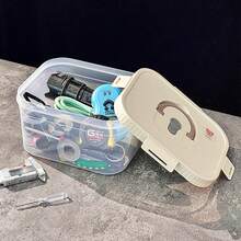 1/2pcs 2800/3700ML Multifunctional Transparent Plastic Hardware Tool Storage Box With Handle & Lid, Portable Large Capacity Dustproof Tool Box, Stackable Tool Organizer, Suitable For Outdoor,Home Storage And Organization - Multicolor - View 4