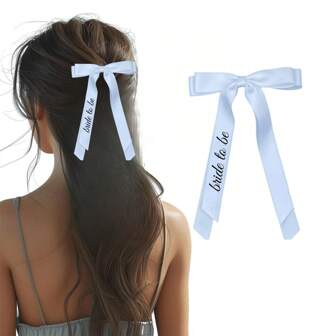 1pc Wedding Decoration White/Black Bow Hair Clip Headband Printed Alphabet Bride To Be Bride Hair Accessories Bachelorette Party Bridal Shower Bridesmaid Gift