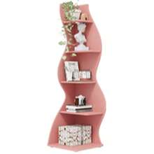 70-Inch Five-Layer Corner Bookshelf, Book Corner, Corner Display Cabinet, Room Decoration Shelf, Bedroom Decoration Shelf, Suitable For Living Room, Study And Bedroom, Easy To Install, Indoor Plant Stand, Modern And Simple Style - 粉色 - 查看 8