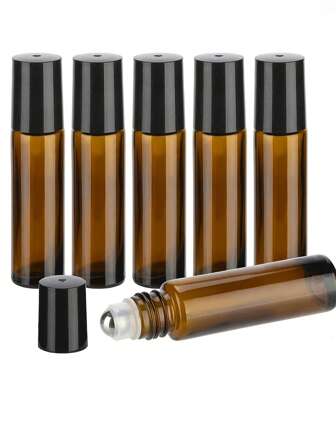 Bouteille à bille de couleur ambre, bouteille vide à bille pour huiles essentielles, flacon d'échantillon de parfum, bouteille à bille résistante aux UV, bouteille à bille rechargeable pour huiles essentielles, essentiels de voyage, bouteille à bille en verre vide, parfum à bille rechargeable, salon, chambre à coucher, salle de bain, décoration de maison, fournitures de voyage, mariage, fête, anniversaire, homme, maman, papa, amis, nouvel an, accessoires, cadeau amusant (la couleur en plastique du rouleau est aléatoire)