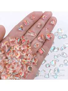 30件/50件闪光色多巴胺夏季彩色涂层指甲套透明锆石迷你小号平底钻尖底钻彩色指甲饰品美甲用品指甲饰指甲宝石 - 彩色 - 查看 27