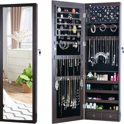 Elegante joyero con amplio espacio de almacenamiento, diseño elegante para organizar collares, aretes y anillos, perfecto para el dormitorio o el vestidor, regalo ideal para cumpleaños y fiestas, mantiene tus accesorios libres y de fácil acceso, solución de decoración del hogar moderna, construcción duradera, solución de almacenamiento elegante y funcional para todos tus artículos preciados, mejora tu espacio con este organizador de joyas imprescindible, versátil y práctico para uso diario, perfecto para entusiastas de la moda y amantes de las joyas por igual.