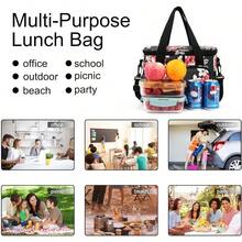 Local Shipping-Femuar Reusable Lunch Box For Men/Women - Insulated Lunch Bag Leakproof Lunchbox For Work Office Picnic Beach - Freezable Lunch Cooler Bag With Adjustable Shoulder Strap - Black - Black Foral - View 7