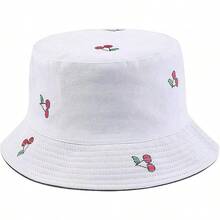 Reversible Bucket Hat For Women, Cute Beach Fisherman Style - Cherry - View 2