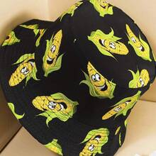 Reversible Bucket Hat For Women, Cute Beach Fisherman Style - Corn Black - View 10