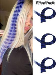 3 件豹纹印花假发条纹印花假发片彩色长直发夹式接发适合女士女孩日常使用派对万圣节节日