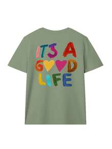 Women's Colorful Slogan Print Casual Round Neck Short Sleeve T-Shirt, New Summer Style, Suitable For Daily Wear. Vacation, Women's Graphic Tee, Women's White Top - Green - View 5