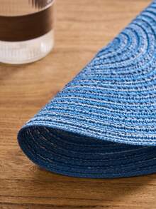 1/4/6/12 件纯色编织圆形餐垫，北欧现代风格，家居厨房桌面装饰碗盘锅杯防滑垫，适用于节日派对生日婚礼晚宴（多种尺寸选择） - 藍色 - 查看 7