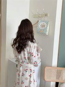 1pc Women Bathrobe, Lightweight Quick Dry Coral Fleece Absorbent Soft Bath Robe, Suitable For Sauna, Beach, Pool, Bathroom