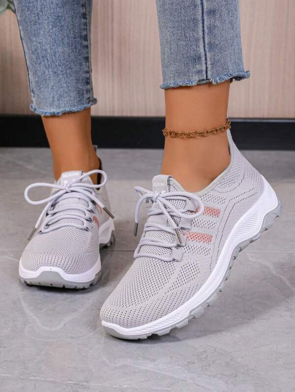 Women's Casual Lace-Up Sneakers For Street, Gym, And Everyday Wear
