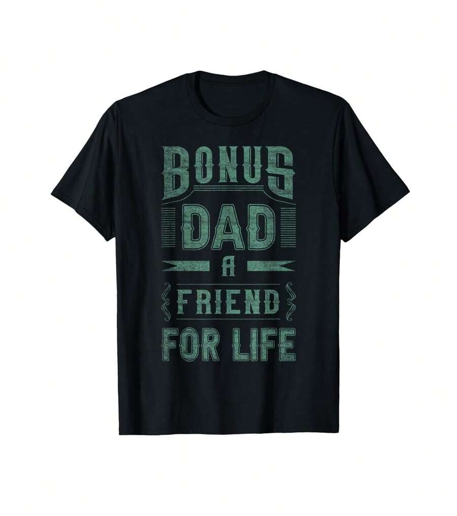 Bonus Dad Saying, Stepfather, Classic Vintage Look T-Shirt Gift For Travelers Gift For Gadget Lovers - Black - View 1
