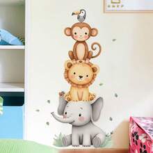 Hình dán tường động vật rừng dễ thương vẽ màu nước - Decal tự dính bằng PVC có thể tháo rời - Thích hợp trang trí phòng bé trai / phòng trẻ em / phòng trẻ sơ sinh / phòng học và dán công tắc điện. - Nhiều màu - Xem 3