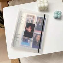 1pc A5 DIY Album Scrapbook Diary Notebook Card Holder, White Cover (Without Inner Pages), Back To School - White - View 7