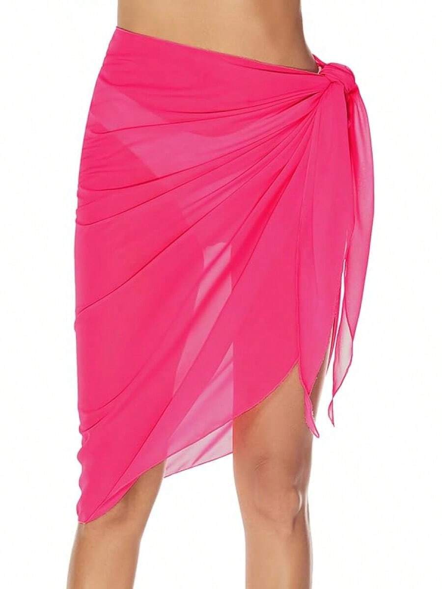 Women's Sarong Coverups Chiffon Bathing Suit Wrap Skirt Swimsuit Beach Wraps Swim Sarongs - 粉紅色基本款 - 查看 1