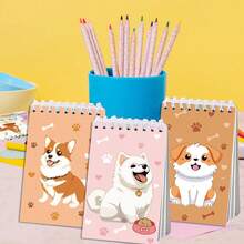 8 件卡通宠物主题可爱狗螺旋笔记本小记事本，宠物生日派对用品