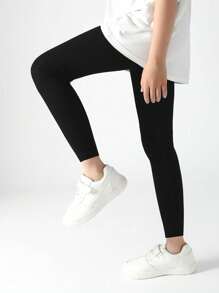 2/1 Pair Girls Tight Leggings, Children's Tights, Infant/Toddler Cropped Tights, Vertical Stripes, Black, White, Solid Color, Multi-Color, Lightweight For Spring/Summer, Minimalist Fashion, Suitable For Daily Wear, Soft & Comfortable Leggings, Can Be Paired With Short Sleeves, Back To School Season, Casual Versatile, Students, New School Term, Back To School, Classroom