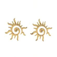 1 Pair Fashion Bestselling Gold Metal Spiral Asymmetrical Design Stud Earrings For Women, Suitable For Daily Wear, Banquet, Party
