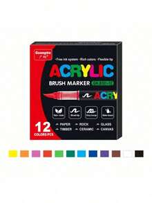 240/168/120/72/60/48/36/24/12 Color Direct Liquid Acrylic Marker Pens, Students Use Art Professional Drawing Drawing Color Soft-Head Marker Stackable Diy Graffiti Coloring Book Coloring Pen Can Draw Glass Stone Waterproof Body Painting Brush Christmas Gift, Back To School Gifts - Multicolor - View 20