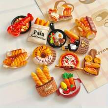 12 piezas de imanes de nevera con diseños de deliciosa comida, pegatinas magnéticas decorativas creativas para la cocina, el hogar, la oficina y la pizarra blanca, diversos modelos en miniatura de pan, pizza y pasteles falsos para decorar la nevera y manualidades DIY.