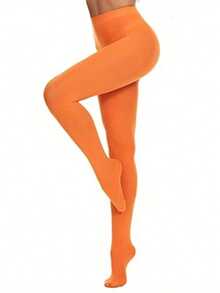 1件装女士纯色连裤袜，采用涤纶混纺面料，添加可可纤维和超弹力纤维，针织面料，弹力透气，适合派对装扮，建议手洗（请根据您的身材选择尺码，以获得最佳穿着效果！） - 彩色 - 查看 10