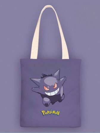 pokemon Bolso de lona sencillo con estampado de Pokémon, bolso de hombro único para estudiantes, nuevo estilo para niñas