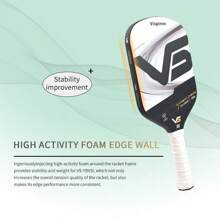 VISPINVO 16MM Edgeless Pickleball Paddle, 3K T700 Thermoformed Raw Carbon Fiber Pickleball Paddle, USAPA Approved, Foam Injected Edges For Expanded Sweet Spot, Control And Balance