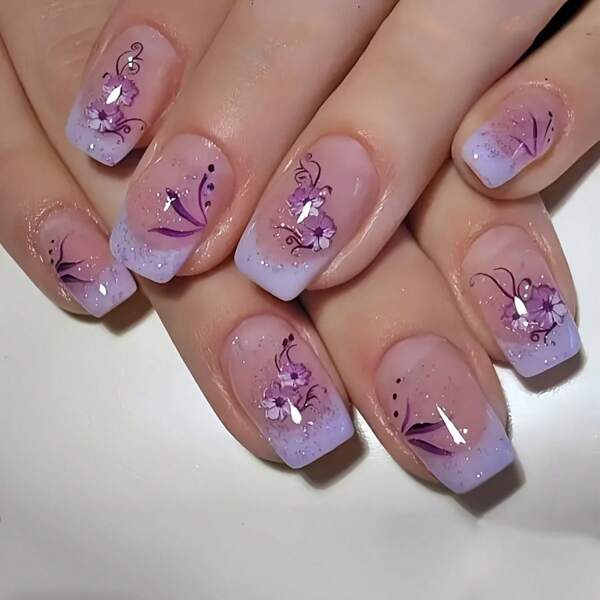 24pcs Cute Petals Creative Design Patch Nail Gradient Wearable Manicure Nail Art Patch Daily Party Holiday Party Great Choice Perfect Gift Giving
